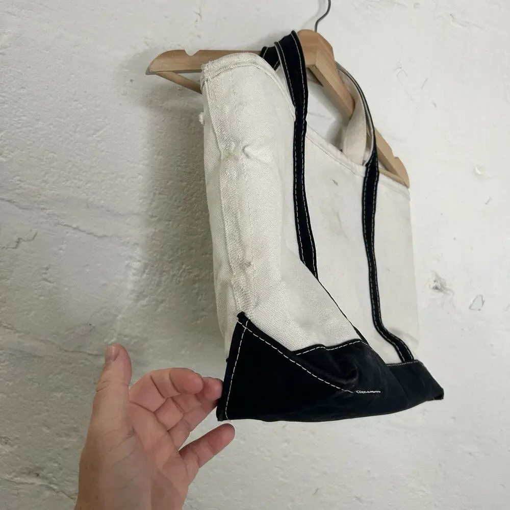 Vintage L.L. Bean Canvas Boat & Tote Bag Small “Black White